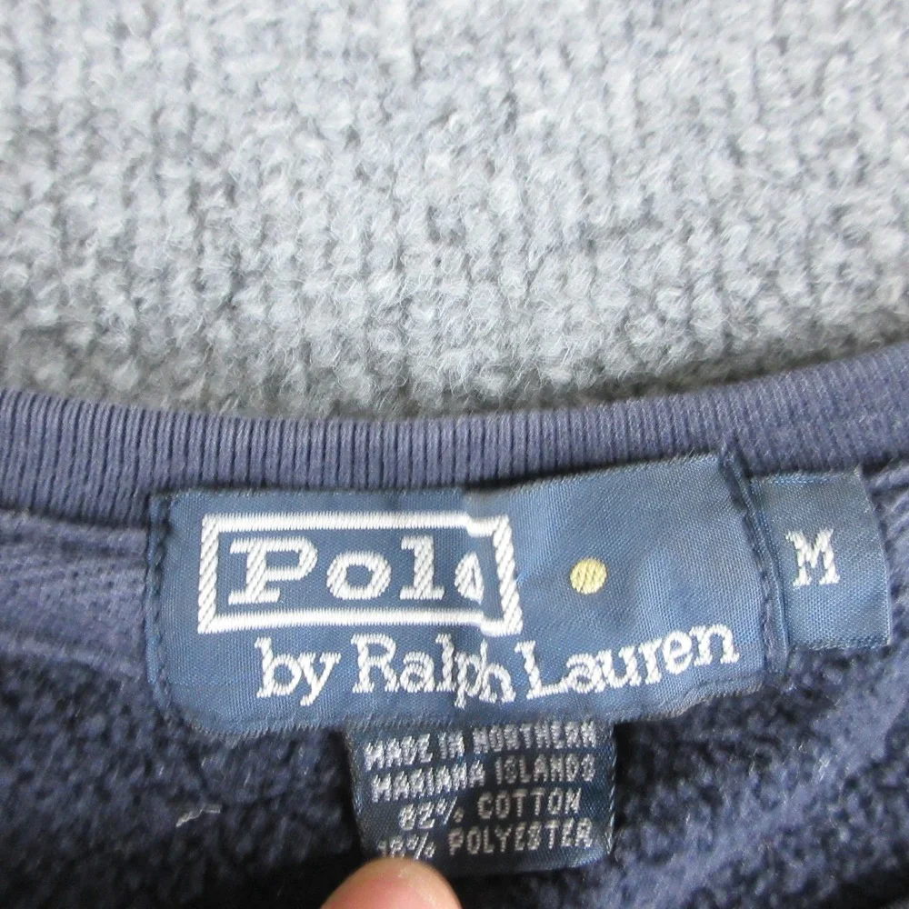 Polo Ralph Lauren Sweatshirt Mens Medium Blue Fleece Crew Neck Pullover